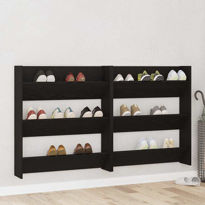 Mobile per scarpe 2 pcs Rovere Nero 85 x 18 x 90 cm
