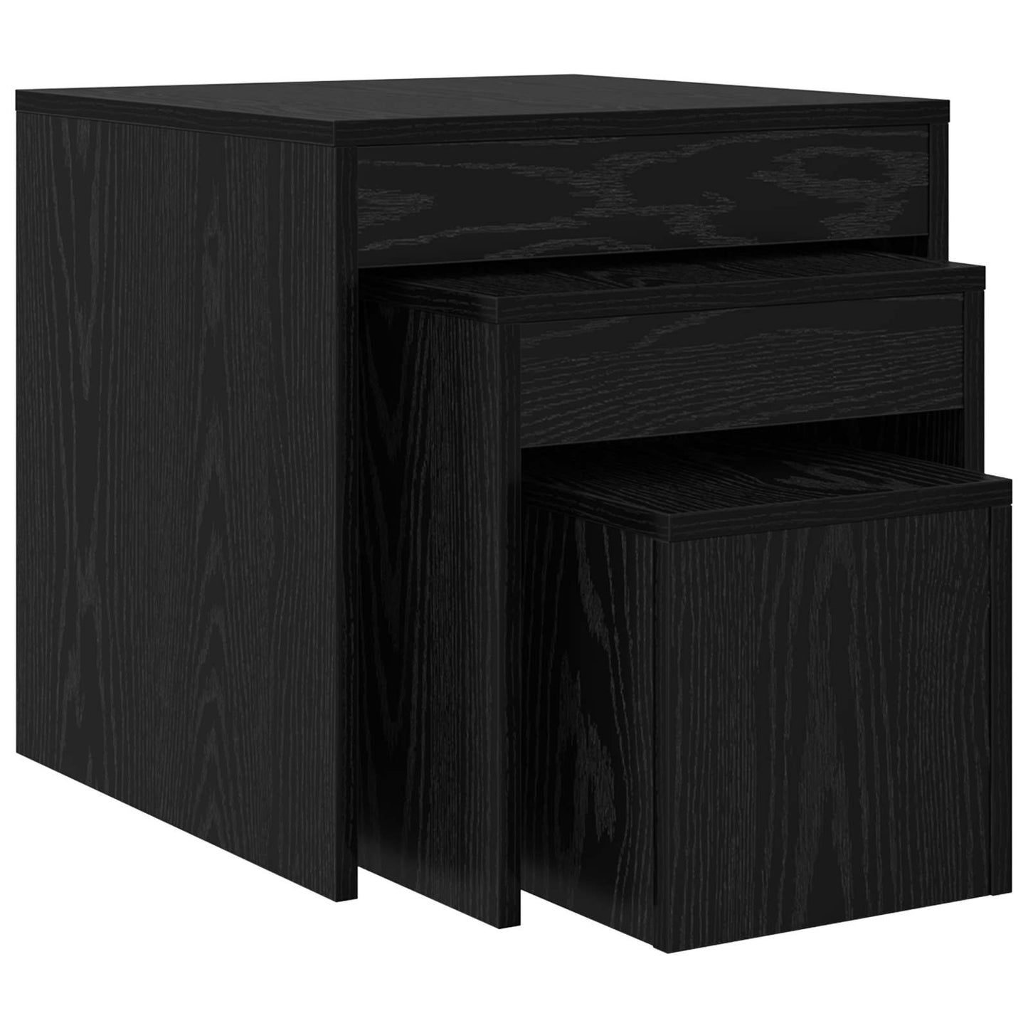Tavolino da salotto 3 pcs Rovere Nero Legno multistrato