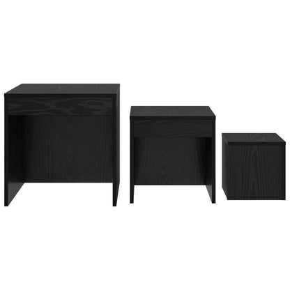 Tavolino da salotto 3 pcs Rovere Nero Legno multistrato
