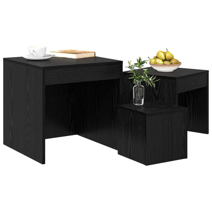 Tavolino da salotto 3 pcs Rovere Nero Legno multistrato