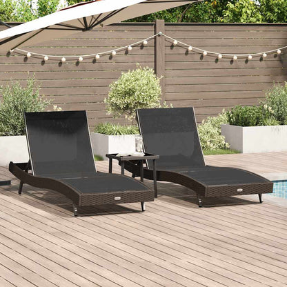 Lettino da sole 3 pcs Marrone 197 x 70 x 82 cm polyrattan