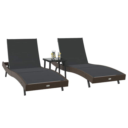 Lettino da sole 3 pcs Marrone 197 x 70 x 82 cm polyrattan
