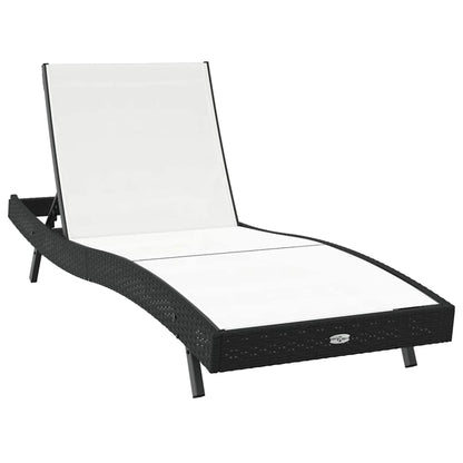 Lettino da sole 3 pcs Nero e Bianco 197 x 70 x 82 cm polyrattan