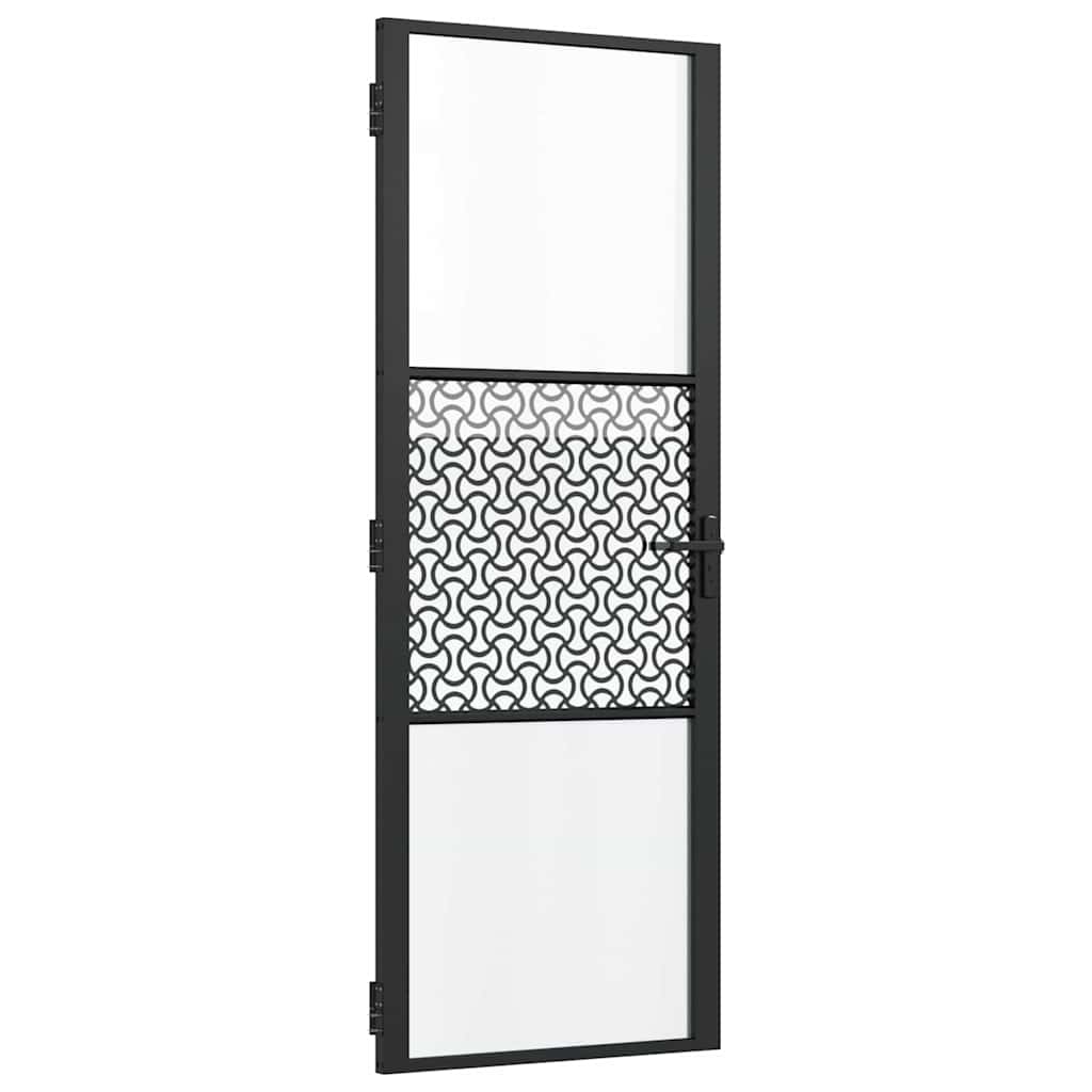 Porta in vetro Traforo Nero 76 x 3.5 x 201.5 cm Alluminio