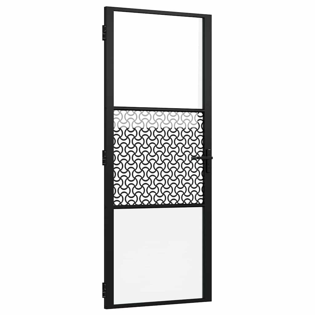 Porta in vetro Traforo Nero 76 x 3.5 x 201.5 cm Alluminio