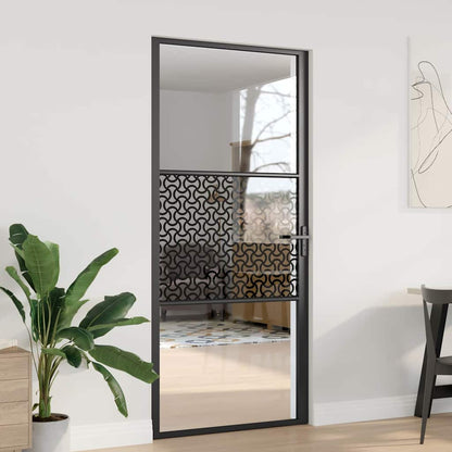 Porta in vetro Traforo Nero 76 x 3.5 x 201.5 cm Alluminio