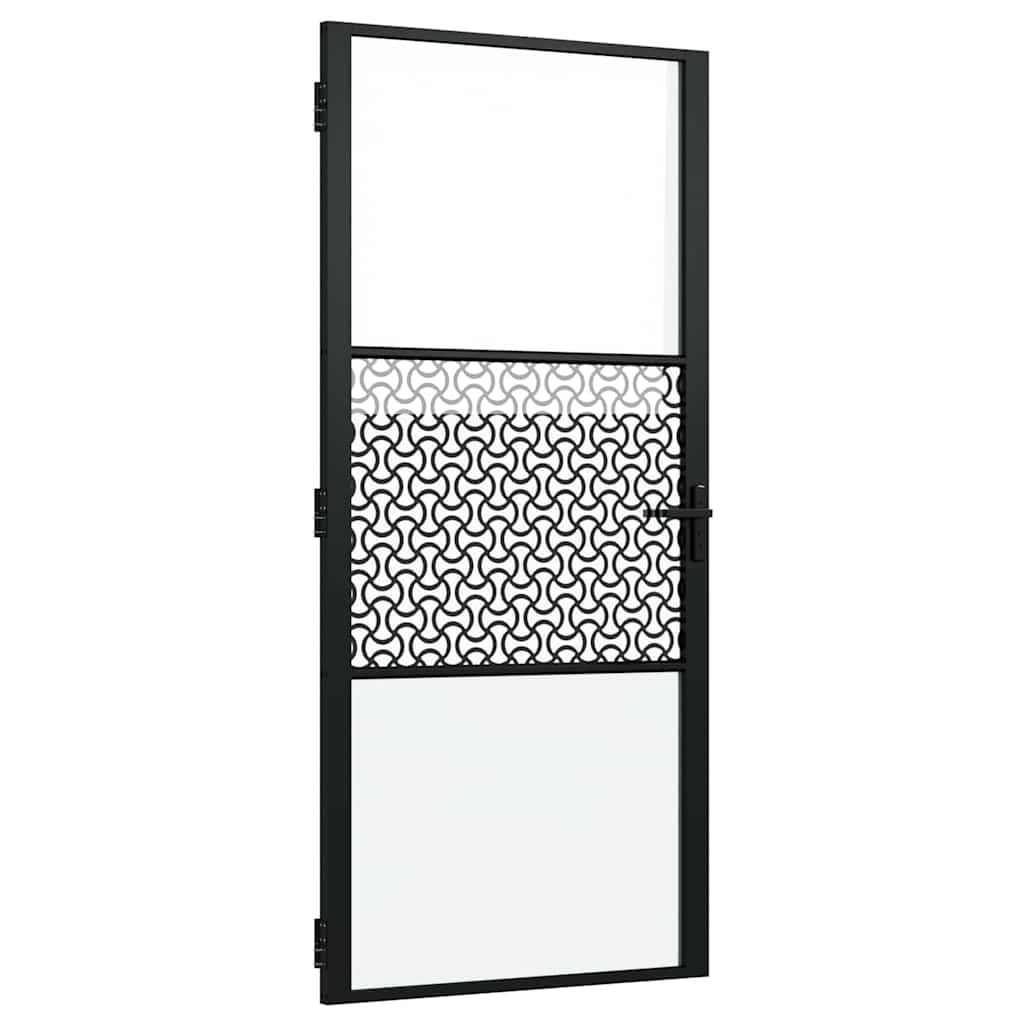 Porta in vetro Traforo Nero 76 x 3.5 x 201.5 cm Alluminio