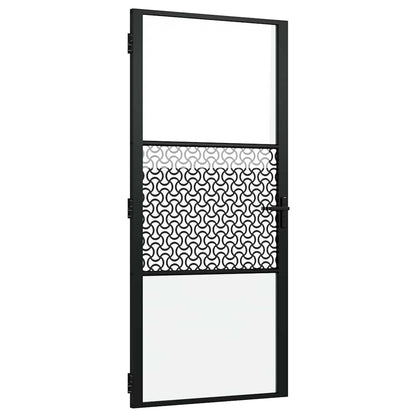 Porta in vetro Traforo Nero 76 x 3.5 x 201.5 cm Alluminio