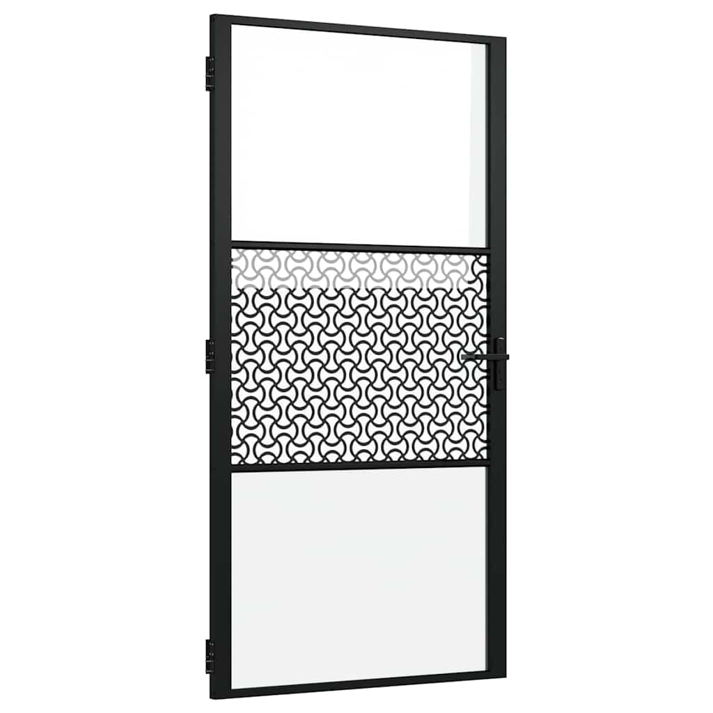Porta in vetro Traforo Nero 76 x 3.5 x 201.5 cm Alluminio