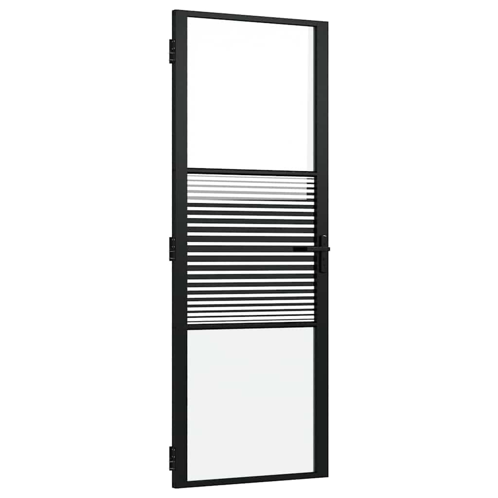 Porta in vetro Rigato Nero 76 x 3.5 x 201.5 cm Alluminio
