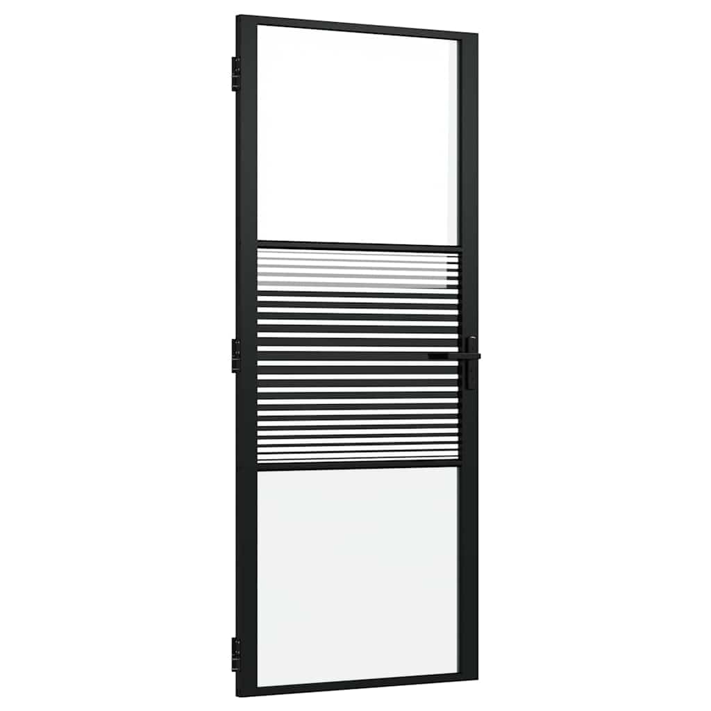 Porta in vetro Rigato Nero 76 x 3.5 x 201.5 cm Alluminio