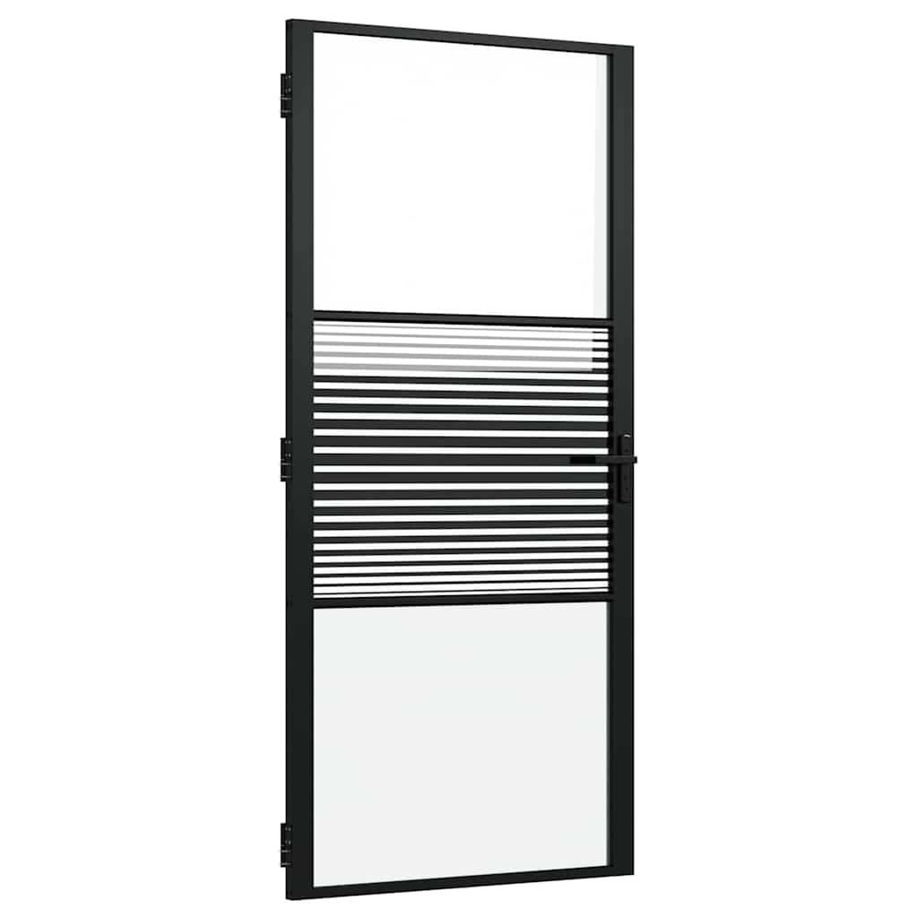 Porta in vetro Rigato Nero 76 x 3.5 x 201.5 cm Alluminio