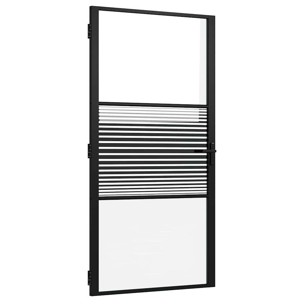Porta in vetro Rigato Nero 76 x 3.5 x 201.5 cm Alluminio