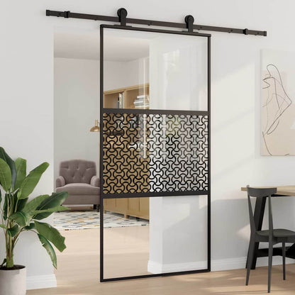 Porta in vetro Traforo Nero 90 x 2 x 205 cm Alluminio