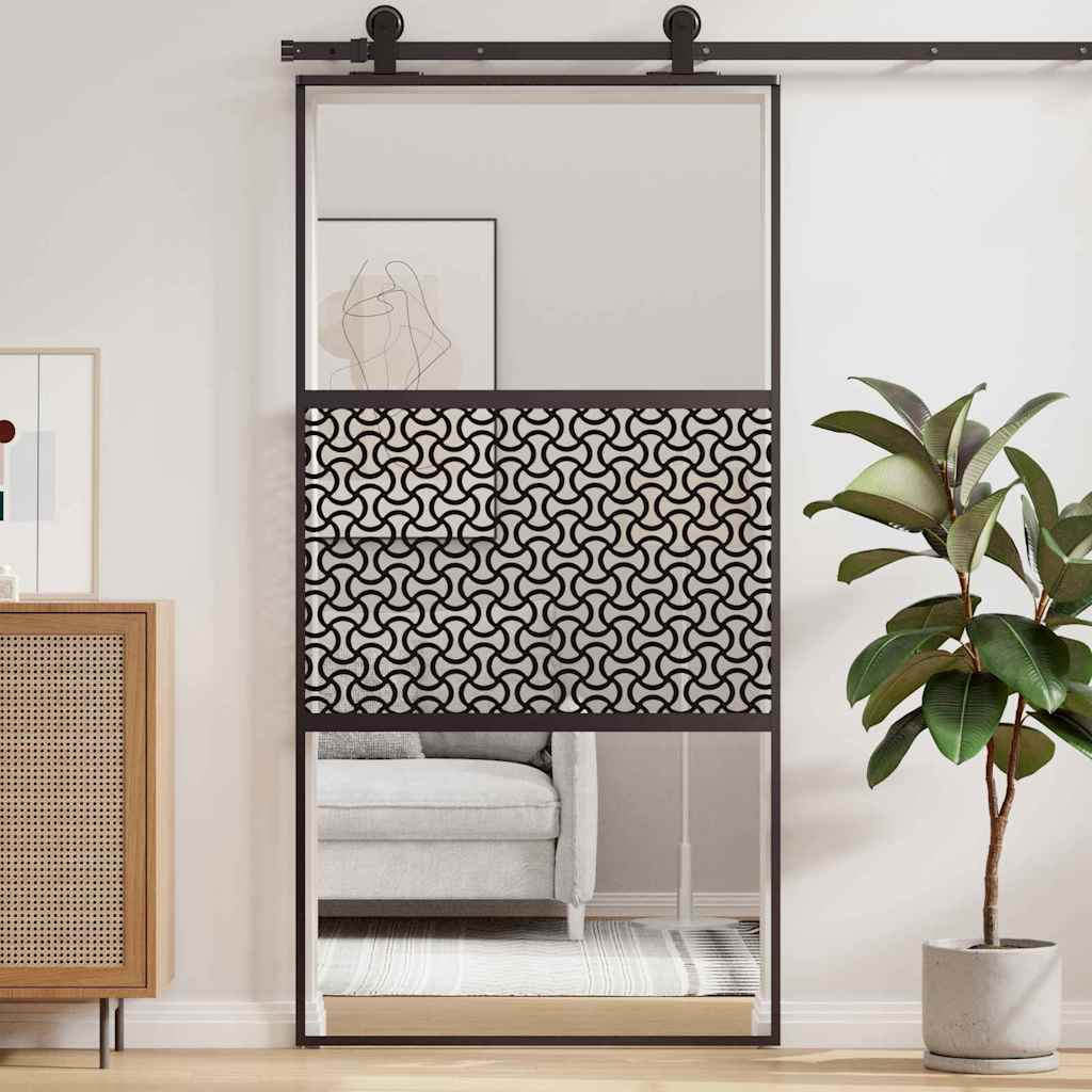 Porta in vetro Traforo Nero 90 x 2 x 205 cm Alluminio