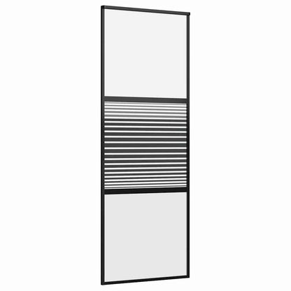 Porta in vetro Rigato Nero 90 x 2 x 205 cm Alluminio