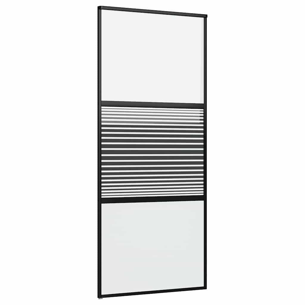 Porta in vetro Rigato Nero 90 x 2 x 205 cm Alluminio