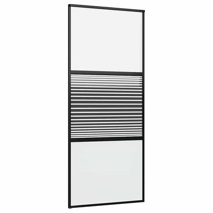 Porta in vetro Rigato Nero 90 x 2 x 205 cm Alluminio
