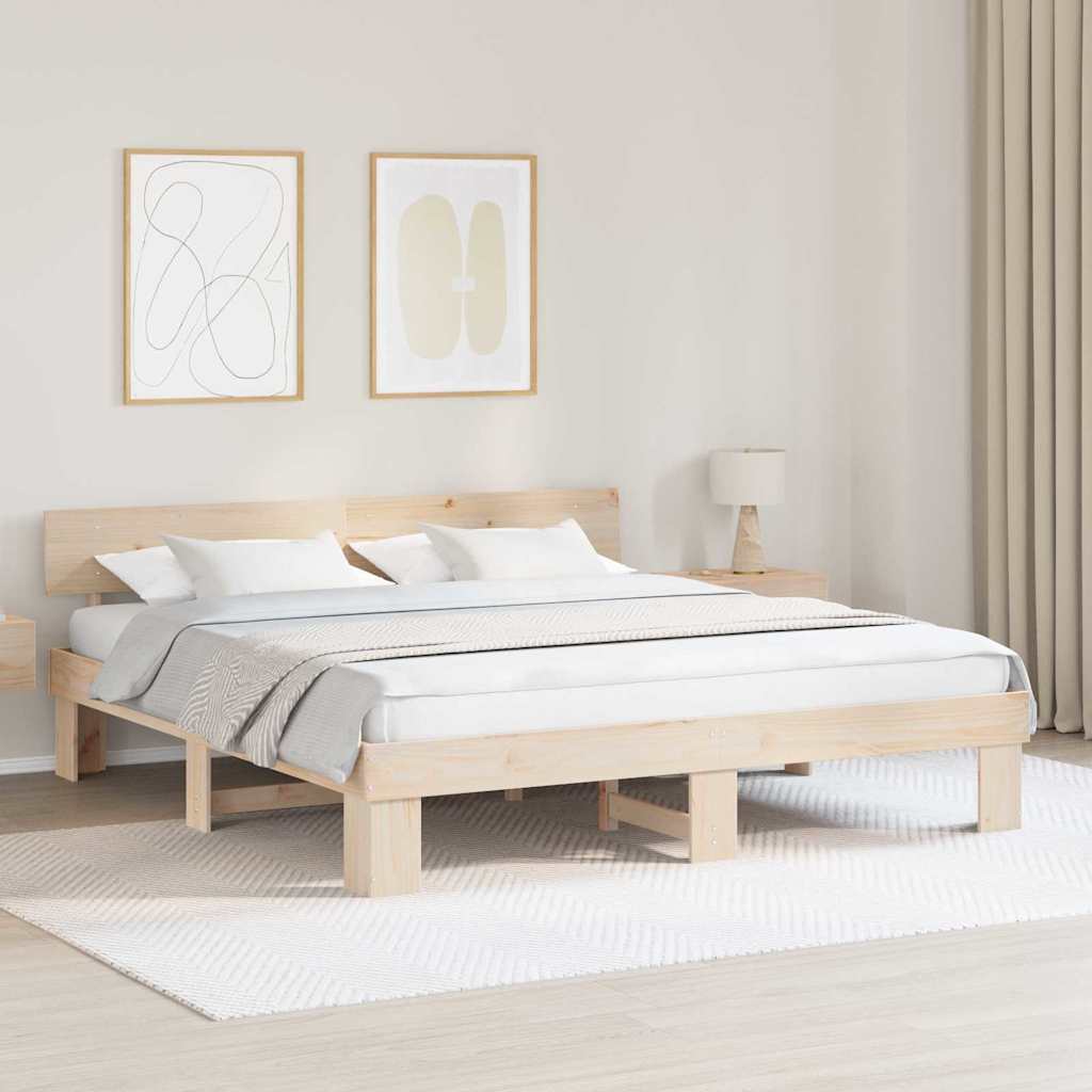 Struttura del letto Marrone 200 x 200 cm Pino massello