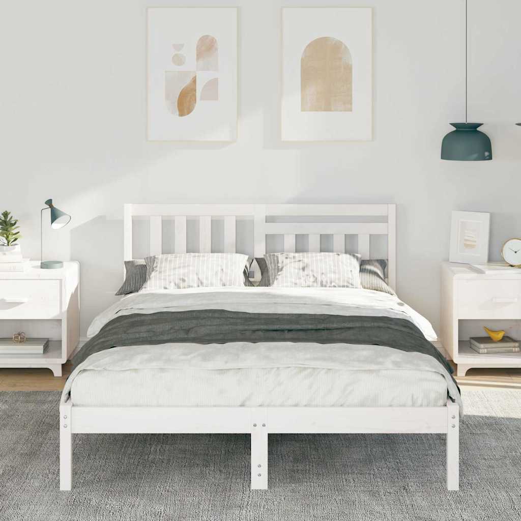 Struttura del letto Bianco 135 x 190 cm Pino massello