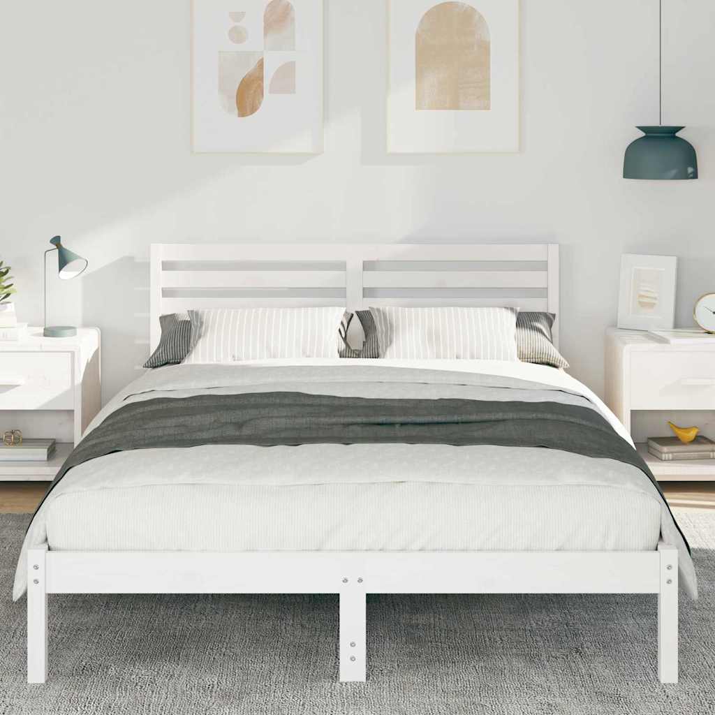 Struttura del letto Bianco 140 x 210 cm Pino massello