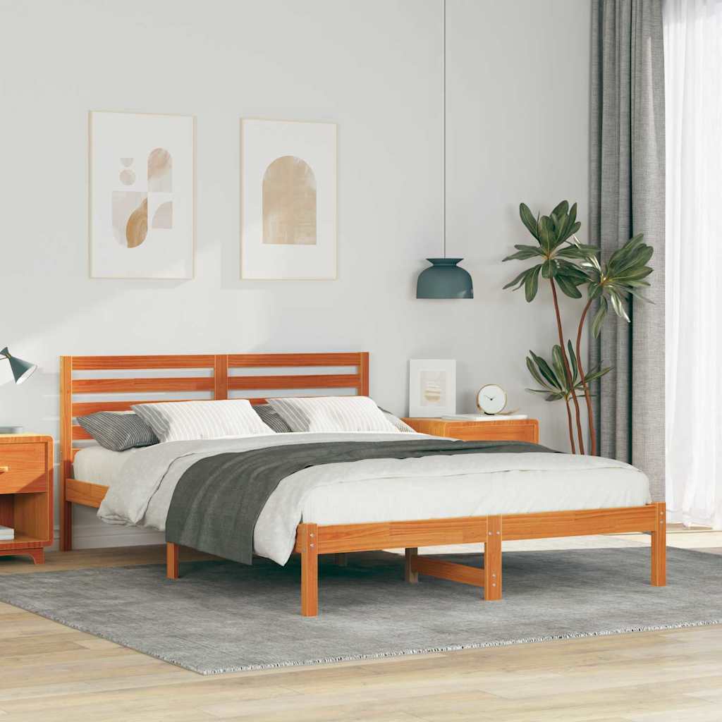 Struttura del letto Marrone cerato 140 x 220 cm Pino massello