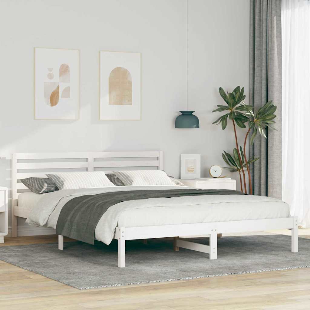 Struttura del letto Bianco 160 x 220 cm Pino massello