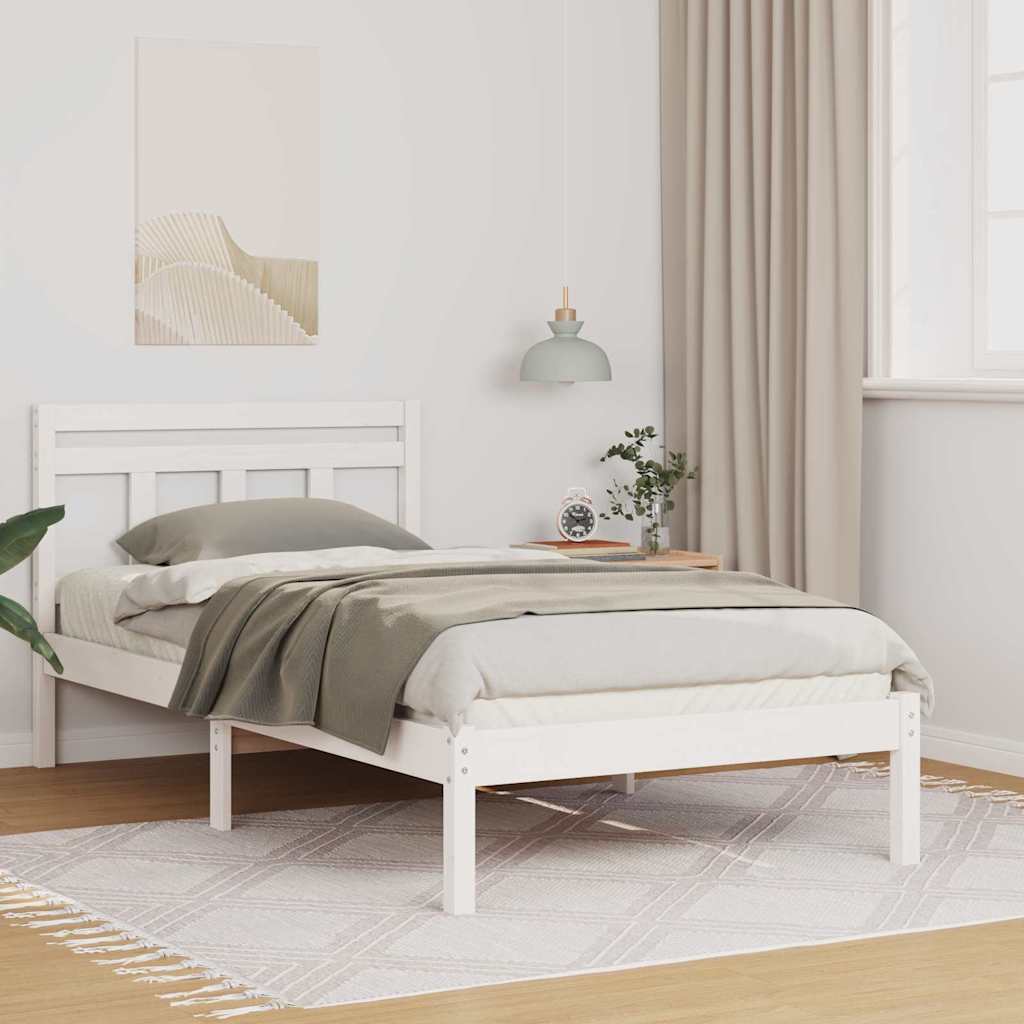 Struttura del letto Bianco 90 x 200 cm Pino massello