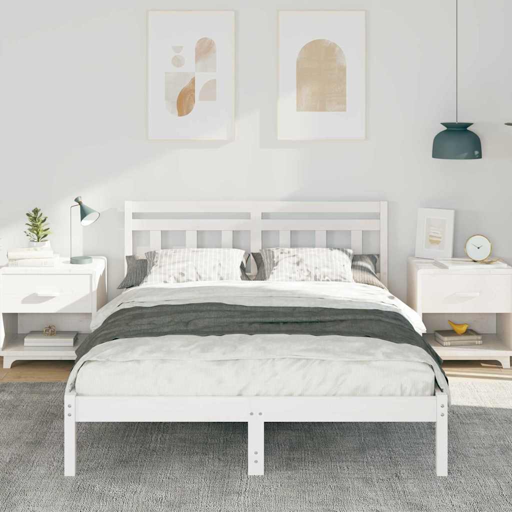 Struttura del letto Bianco 120 x 200 cm Pino massello