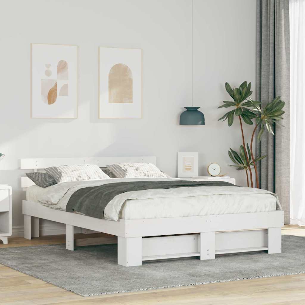 Struttura del letto Bianco 150 x 200 cm Pino massello