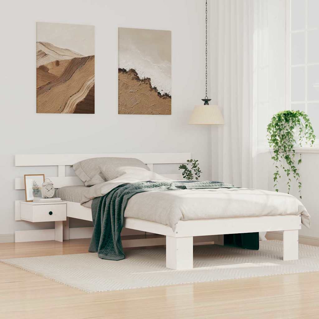 Struttura del letto Bianco 100 x 200 cm Pino massello