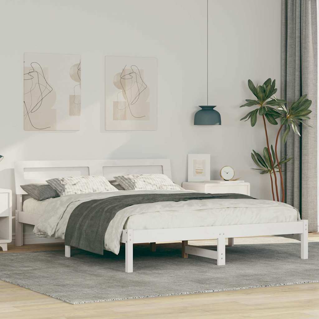 Struttura del letto Bianco 160 x 200 cm Pino massello