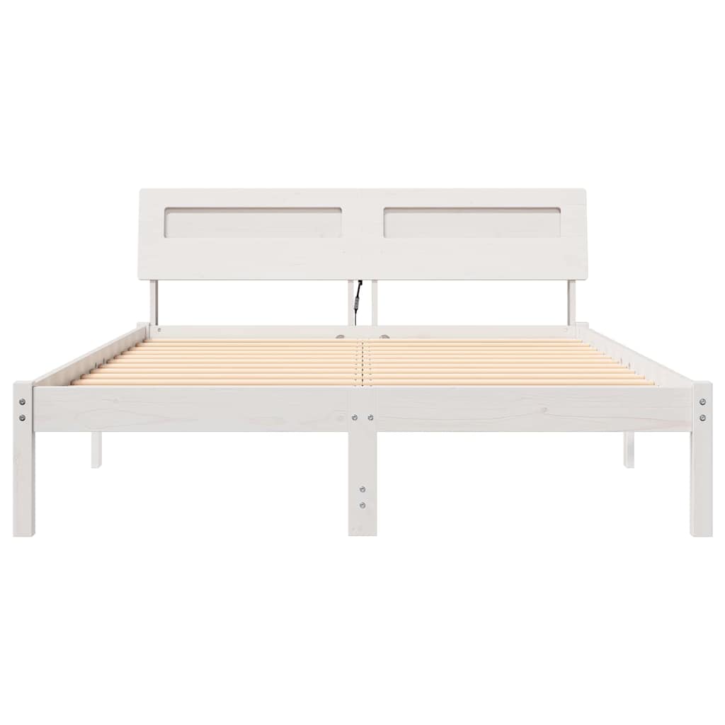 Struttura del letto Bianco 140 x 190 cm Pino massello