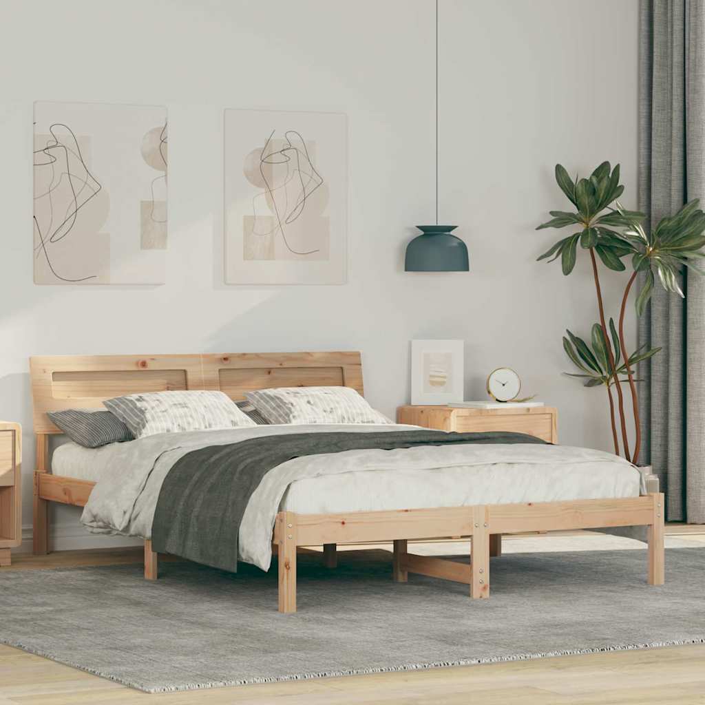 Struttura del letto Marrone 135 x 190 cm Pino massello