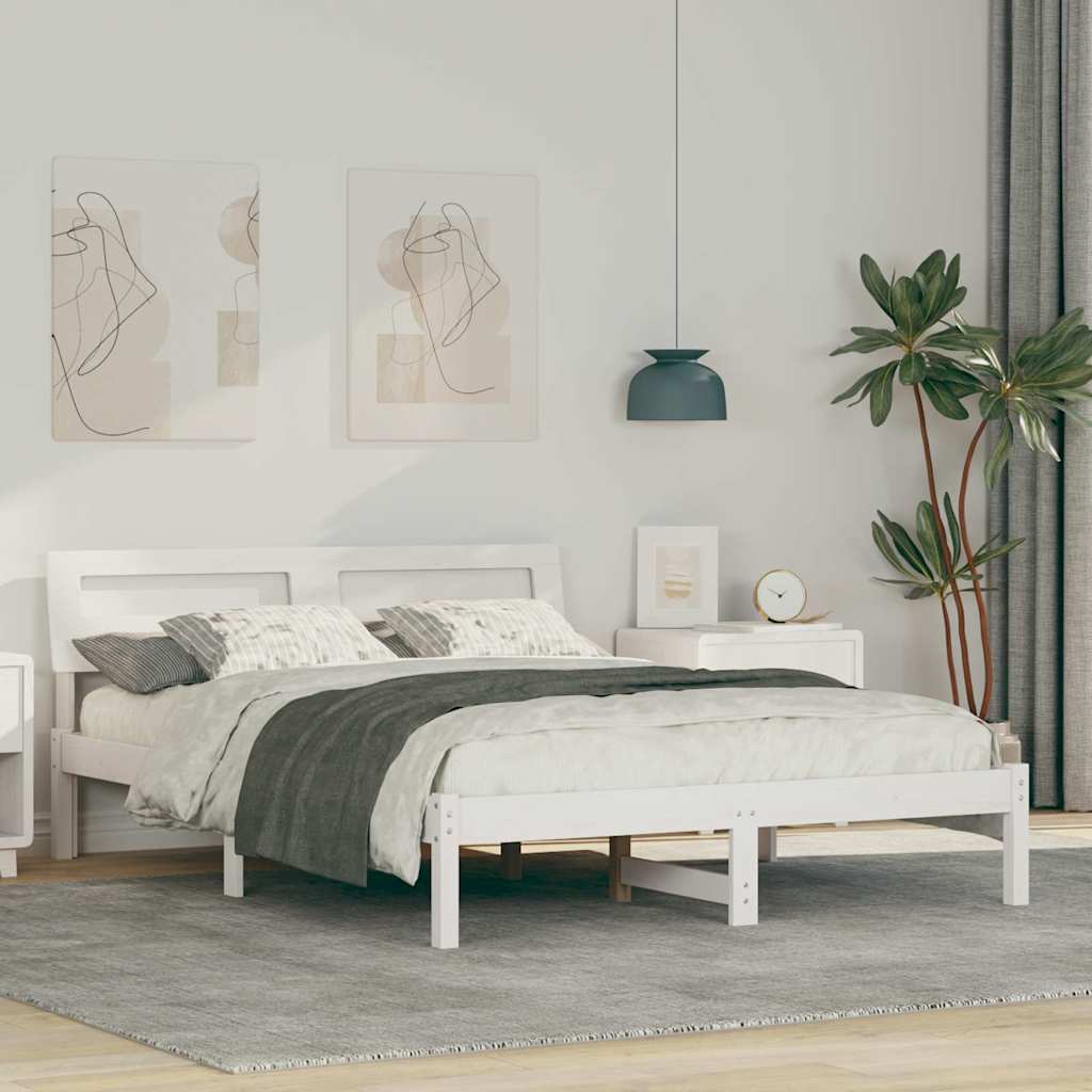Struttura del letto Bianco 135 x 190 cm Pino massello