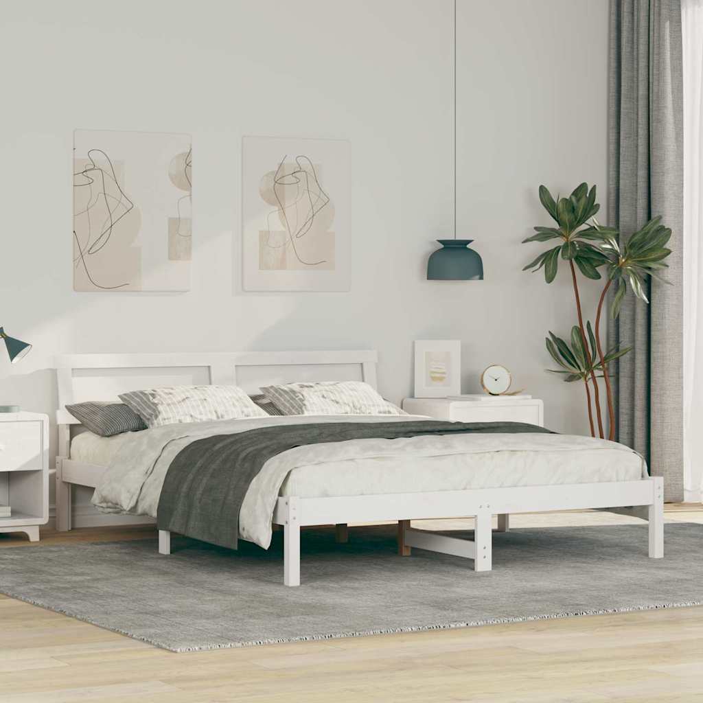 Struttura del letto Bianco 150 x 200 cm Pino massello