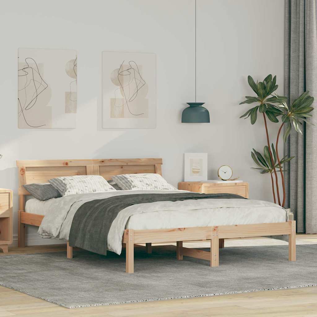 Struttura del letto Marrone 135 x 190 cm Pino massello