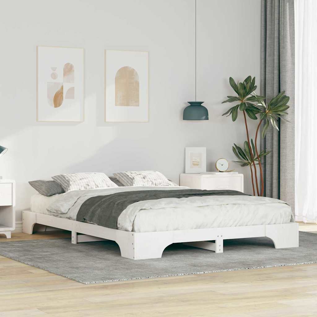 Struttura del letto Bianco 140 x 210 cm Pino massello