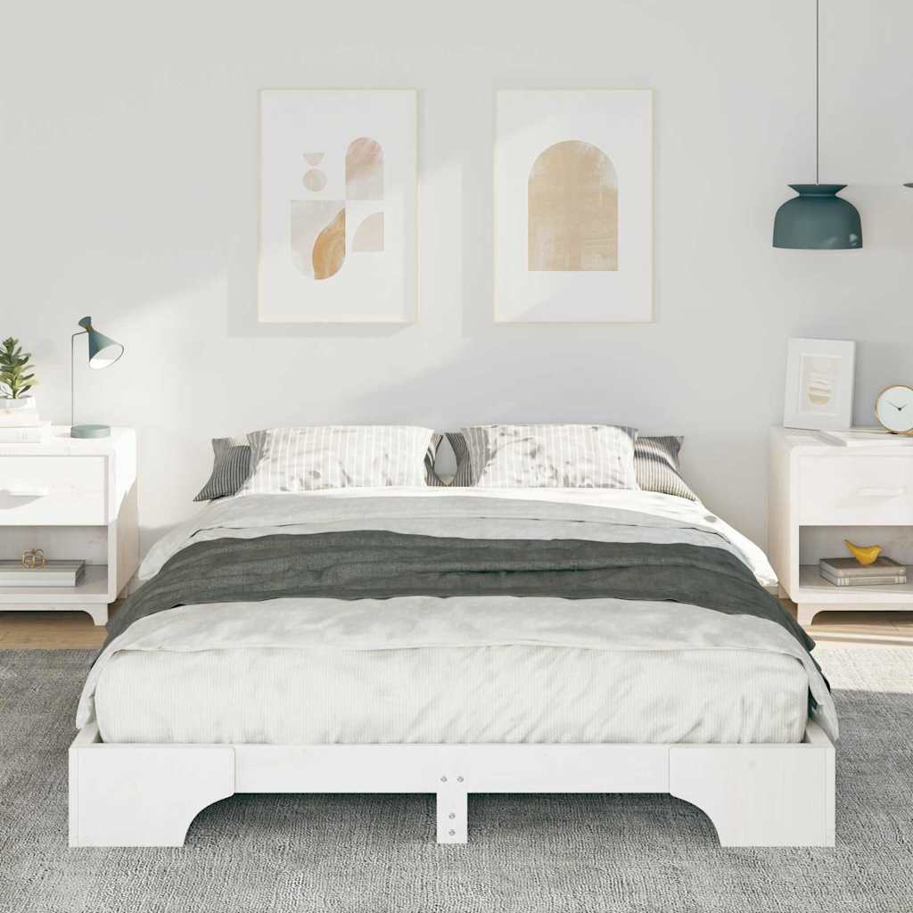 Struttura del letto Bianco 140 x 210 cm Pino massello