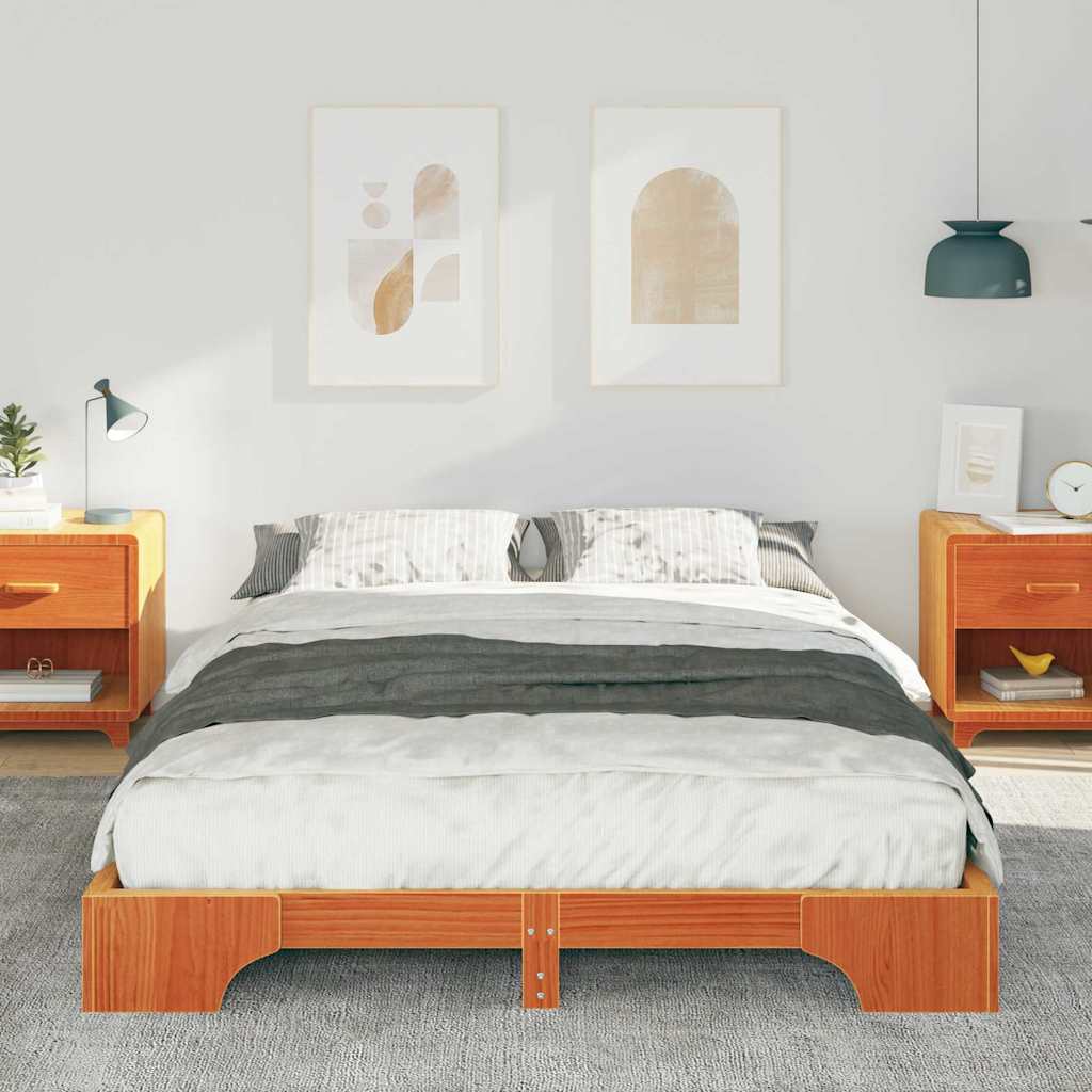 Struttura del letto Marrone 140 x 210 cm Pino massello