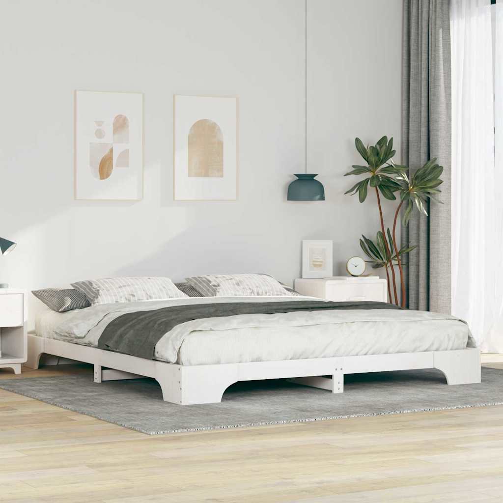 Struttura del letto Bianco 200 x 210 cm Pino massello