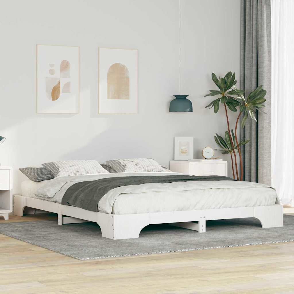 Struttura del letto Bianco 160 x 220 cm Pino massello