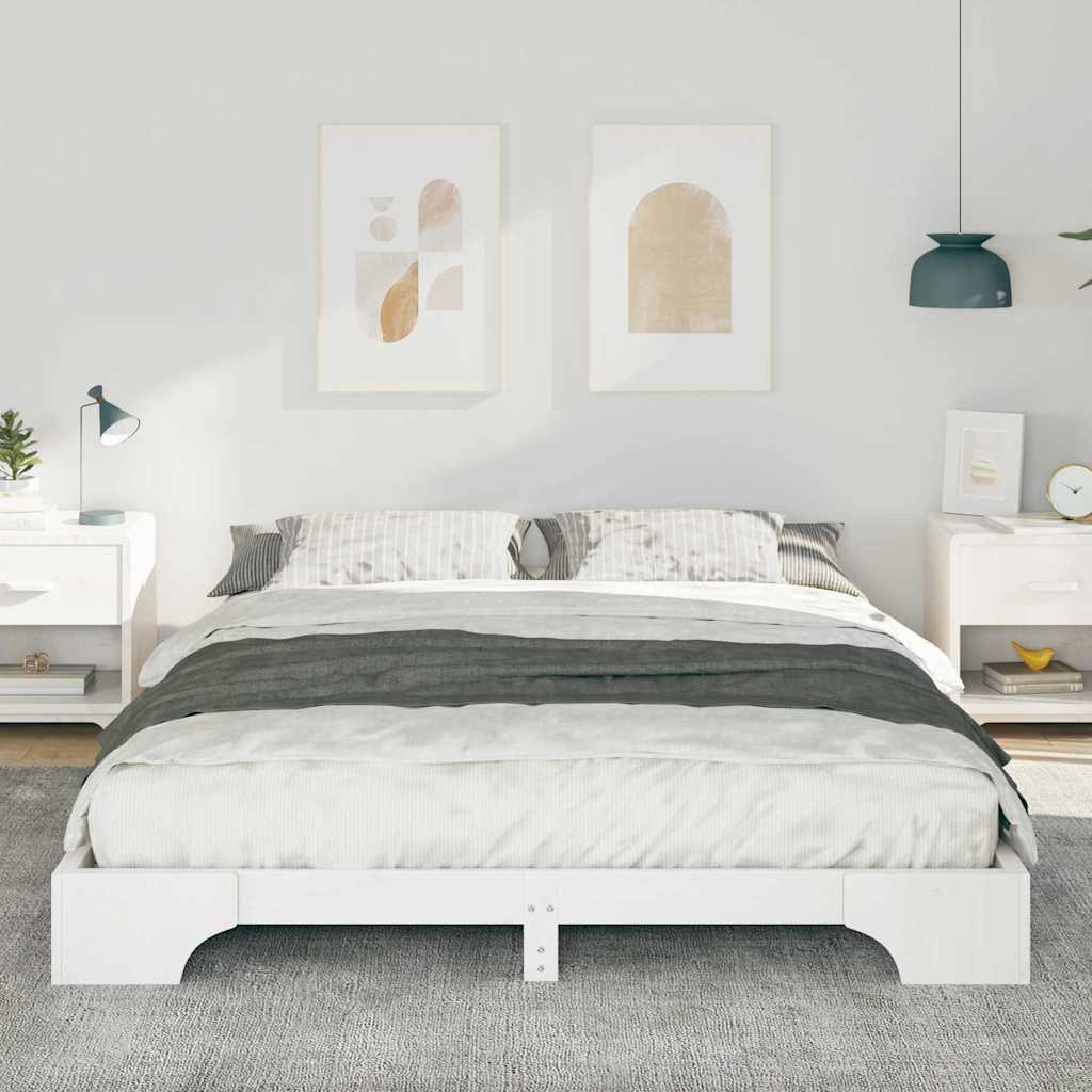 Struttura del letto Bianco 160 x 220 cm Pino massello