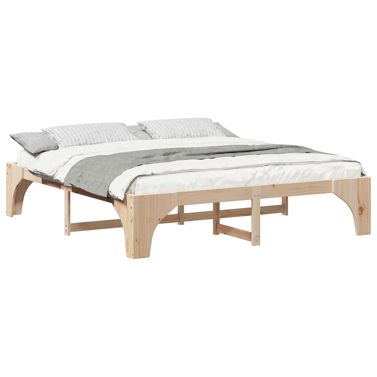 Struttura del letto Marrone 200 x 200 cm Pino massello