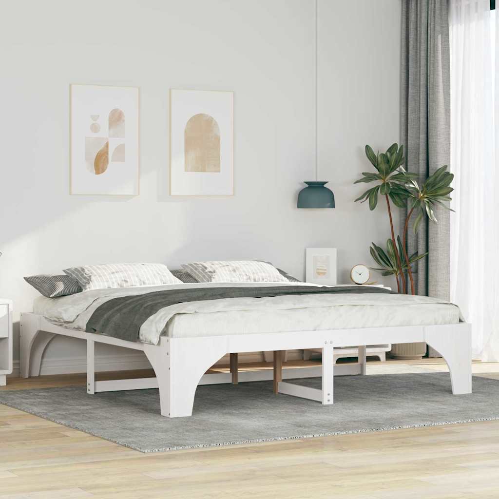 Struttura del letto Bianco 200 x 200 cm Pino massello