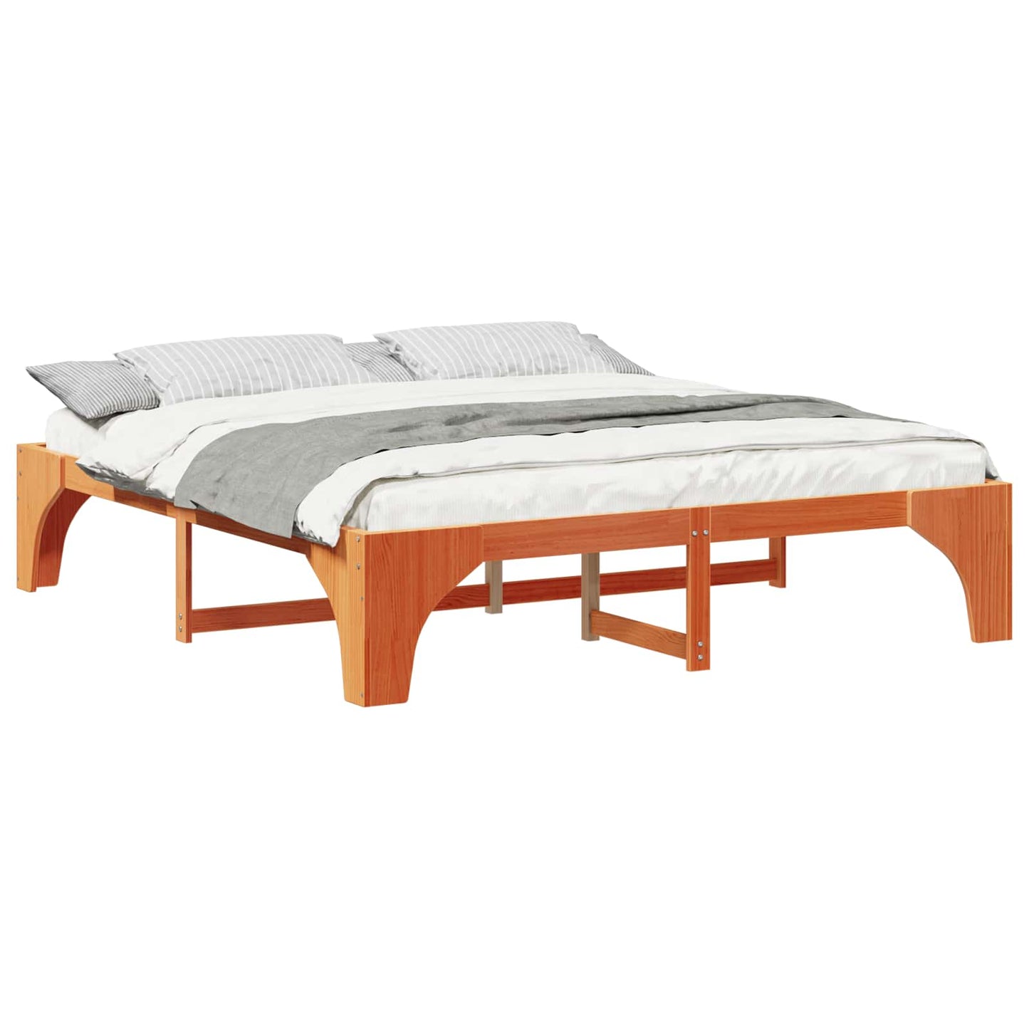 Struttura del letto Marrone 200 x 200 cm Pino massello