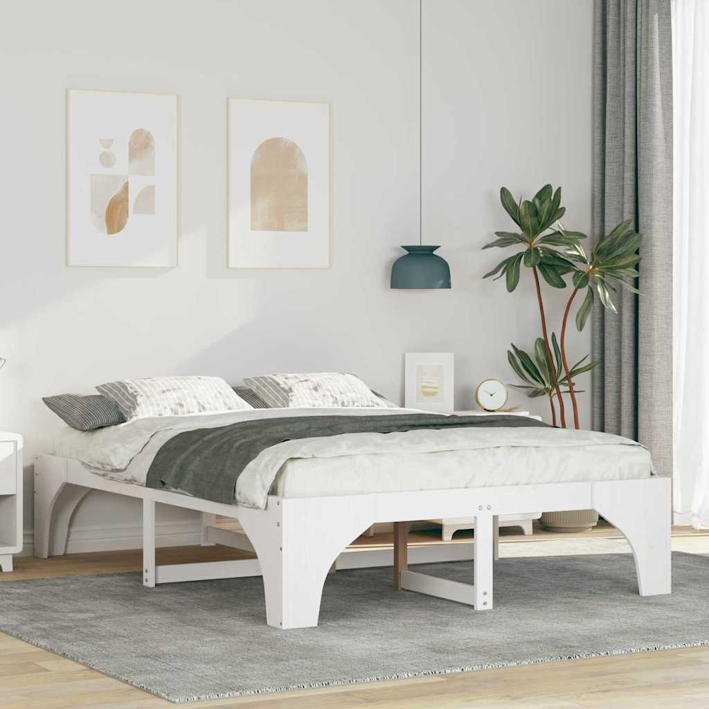 Struttura del letto Bianco 160 x 200 cm Pino massello