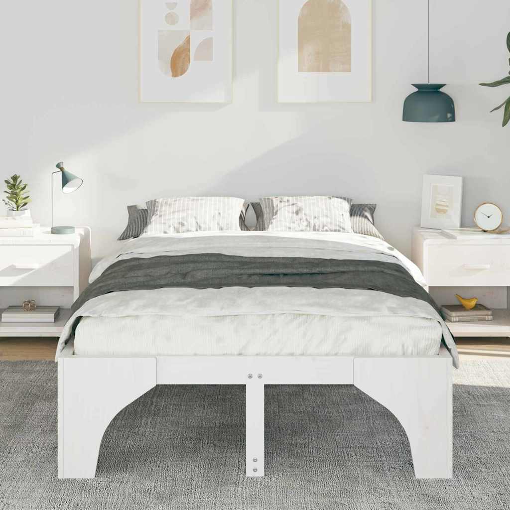 Struttura del letto Bianco 140 x 190 cm Pino massello