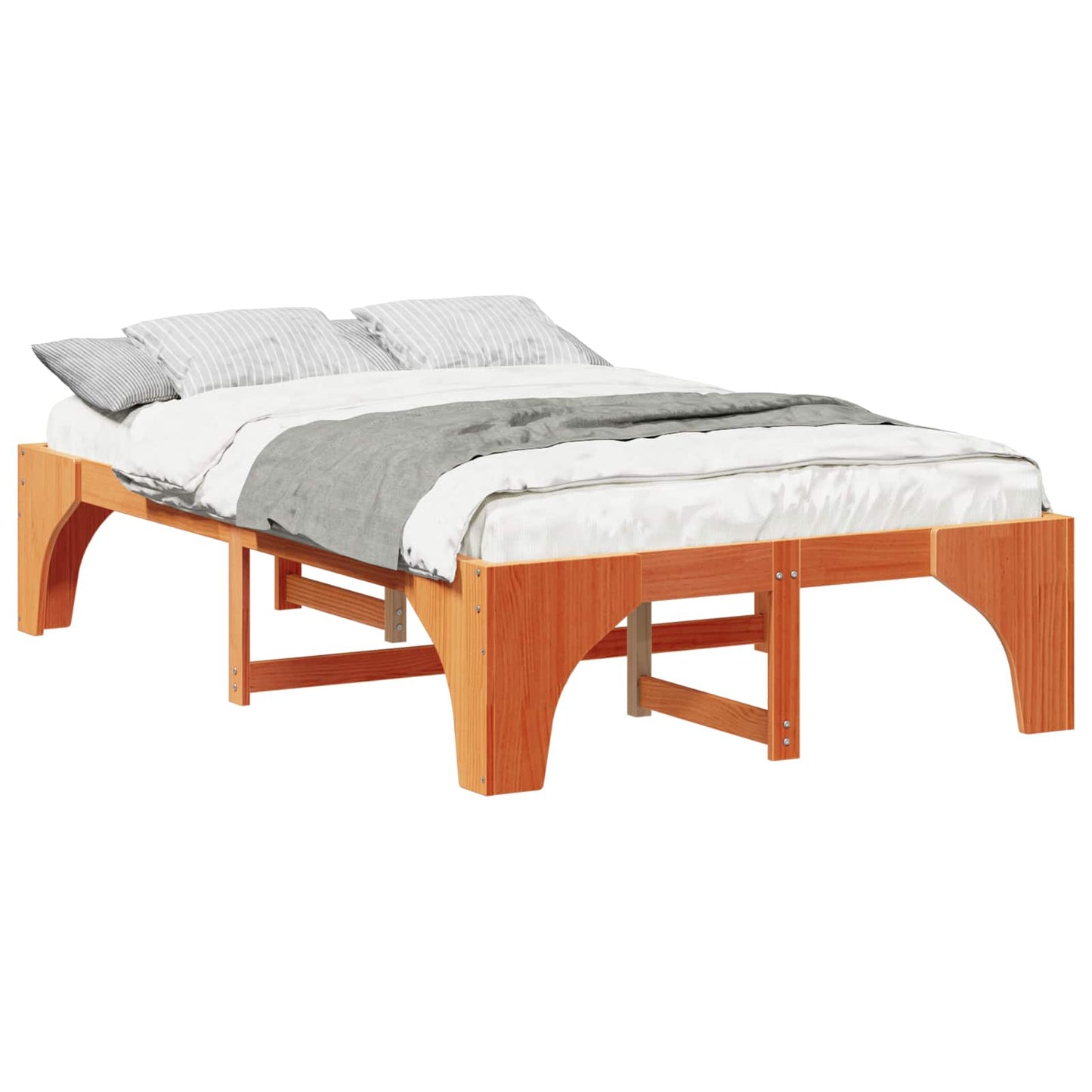 Struttura del letto Marrone 140 x 190 cm Pino massello