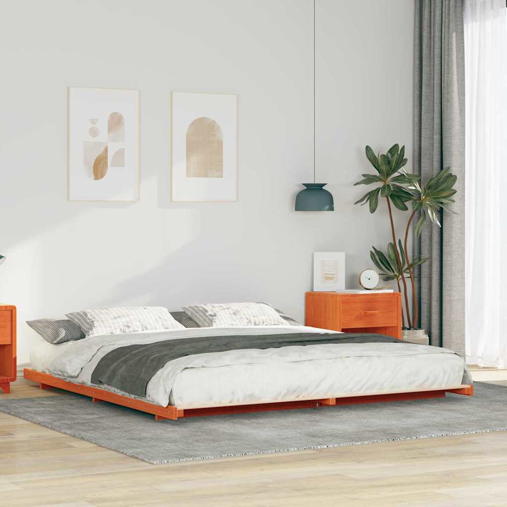 Struttura letto a terra Cera marrone 200 x 200 cm